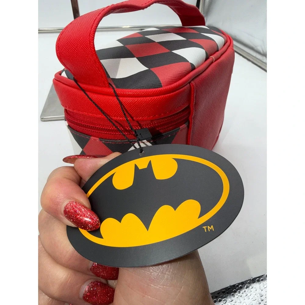 ROMWE DC Comics Harley Quinn Makeup Bag Red Black Harlequin Vanity Case New